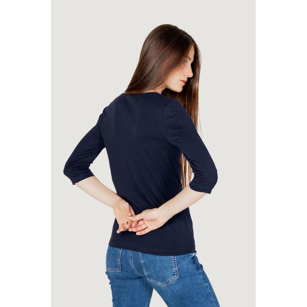 T-Shirt by Street One for women in modal & cotton blue showcases a chic silhouette, artfully detailed with a chic round neckline and for a chic finish.