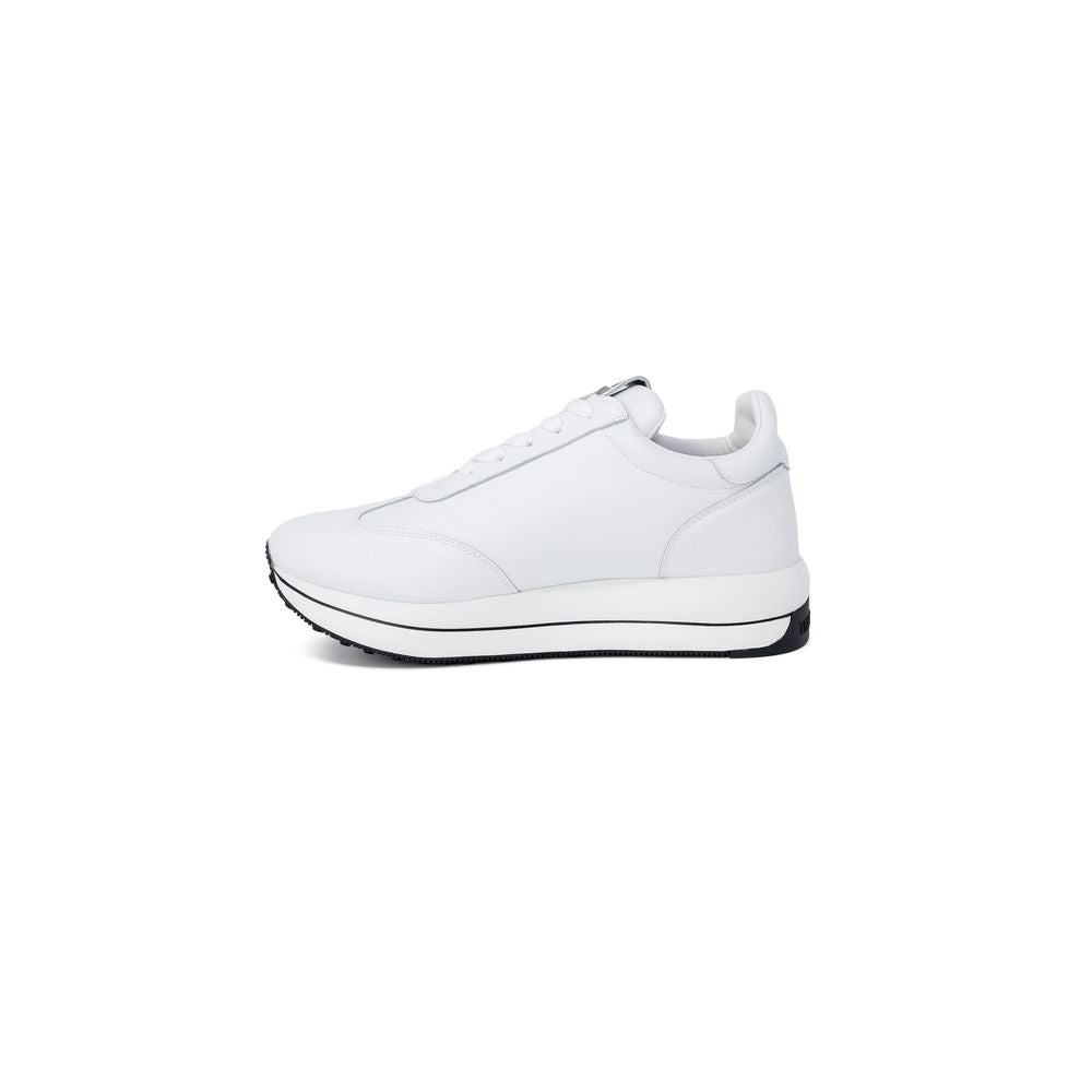 Sneakers by Love Moschino for women in synthetic leather white presents a sumptuous silhouette, artfully capturing the essence of the Women's Low-Top Casual Synthetic Leather Sneakers with its sumptuous low-top casual style design.