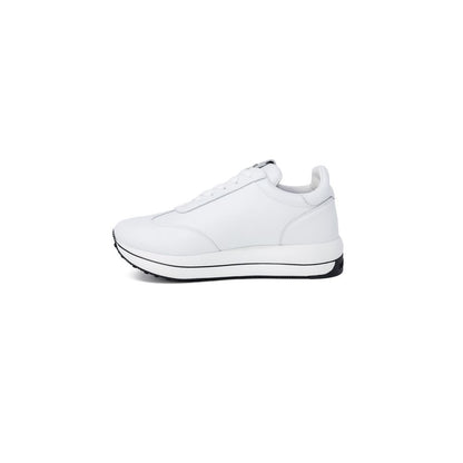 Sneakers by Love Moschino for women in synthetic leather white presents a sumptuous silhouette, artfully capturing the essence of the Women's Low-Top Casual Synthetic Leather Sneakers with its sumptuous low-top casual style design.