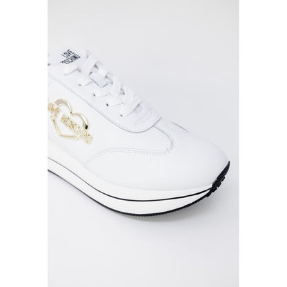 Sneakers by Love Moschino for women in synthetic leather white presents a sumptuous silhouette from the Women's Low-Top Casual Synthetic Leather Sneakers collection, showcasing a sumptuous low-top casual style for an elevated aesthetic.