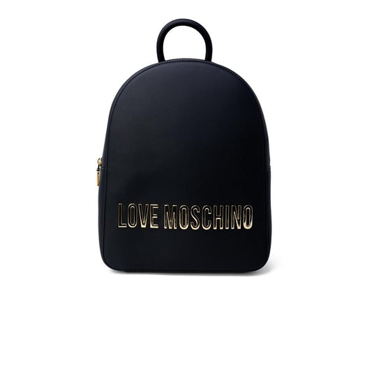 Love Moschino Polyethylene Leather Backpack - Black Gold