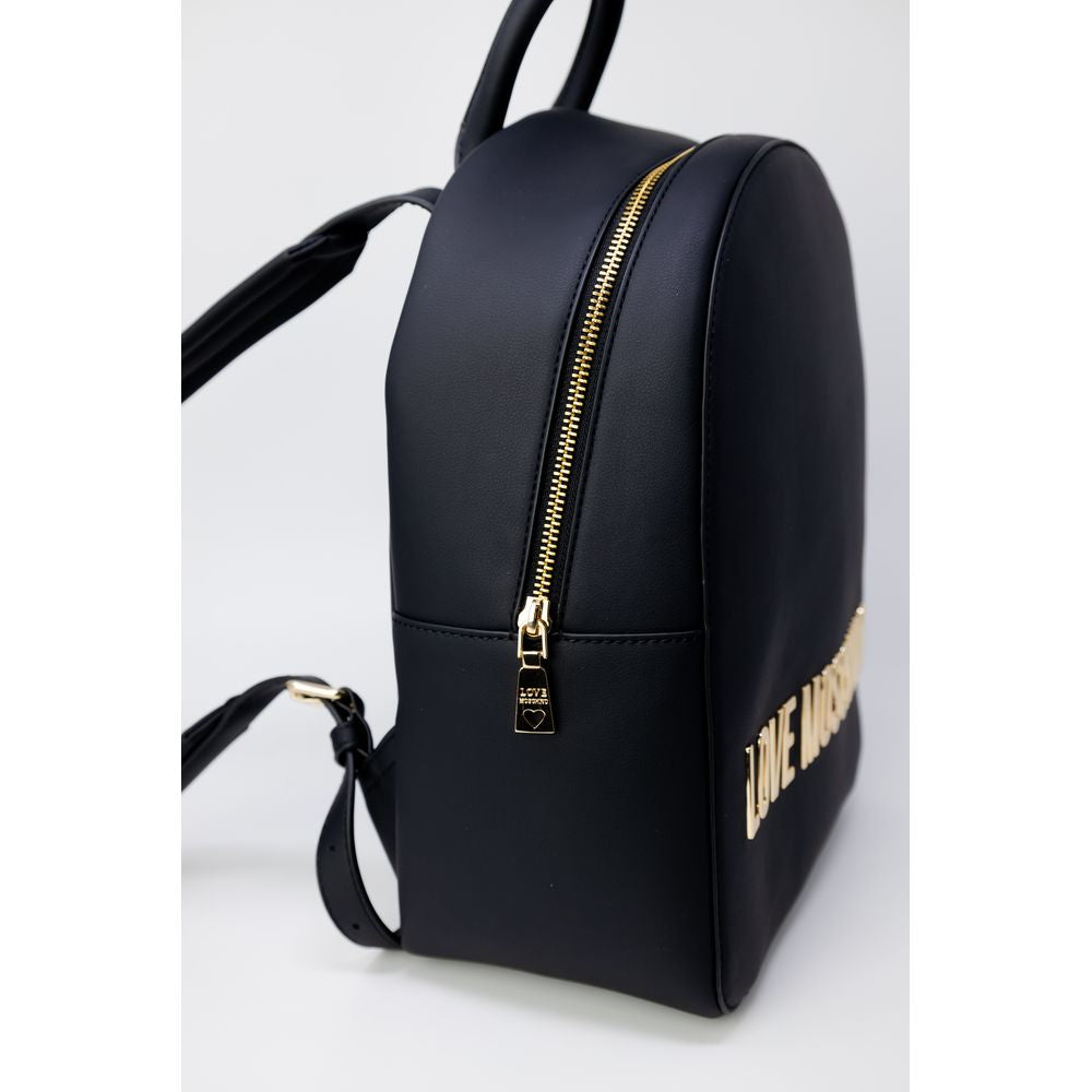 Love Moschino Polyethylene Leather Backpack - Black Gold