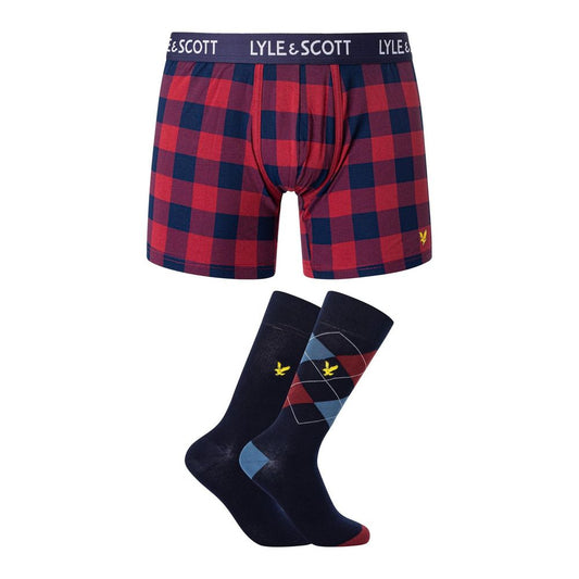 Underwear Boxer Shorts by Lyle & Scott for men in stretch cotton bordeaux & checked features an ethereal silhouette, showcasing the premium craftsmanship and ethereal style of the signature Men's Stretch Cotton Underwear Boxer Shorts collection.
