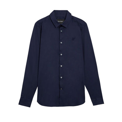Shirt by Lyle & Scott for men in stretch cotton blue showcases a sharp silhouette, elegantly detailed with a sharp and sharp long-sleeve.