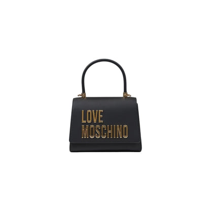 Small Evening Flap Handbag by Love Moschino for women in polyethylene & polyurethane bicolour & gold features a refined silhouette, showcasing a secure flap, organized , and versatile handle for a refined finish.