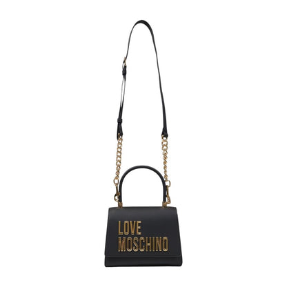 Small Evening Flap Handbag by Love Moschino for women in polyethylene & polyurethane bicolour & gold features a ornamental silhouette, showcasing a secure flap, ample , and ornamental handle for a sophisticated look.