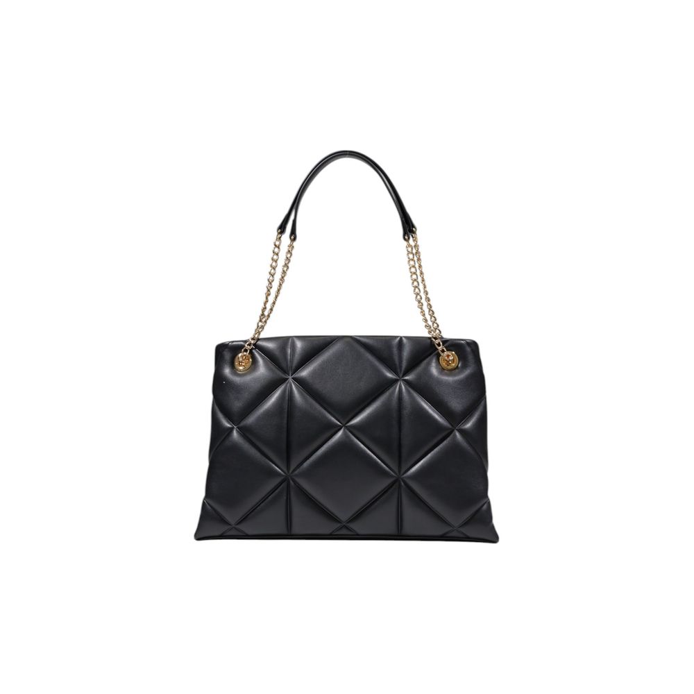 This Large Quilted Evening Handbag by Love Moschino for women in polyethylene & polyurethane and black, gold, patterned & signature presents a sculptural silhouette featuring a secure , ample , and versatile handle for a sculptural finish.