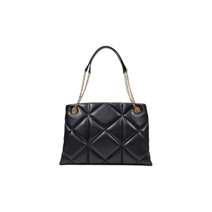 This Large Quilted Evening Handbag by Love Moschino for women in polyethylene & polyurethane and black, gold, patterned & signature presents a sculptural silhouette featuring a secure , ample , and versatile handle for a sculptural finish.