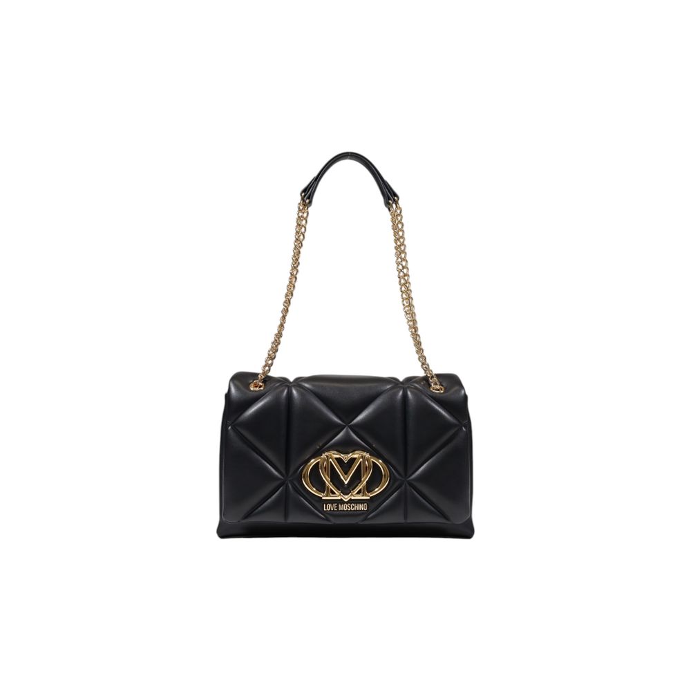 Medium Quilted Handbag by Love Moschino for women in polyethylene & polyurethane black, gold & patterned features an refined silhouette, showcasing a secure , ample , and versatile for a sophisticated refined aesthetic.