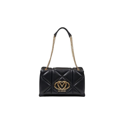 Medium Quilted Handbag by Love Moschino for women in polyethylene & polyurethane black, gold & patterned features an refined silhouette, showcasing a secure , ample , and versatile for a sophisticated refined aesthetic.