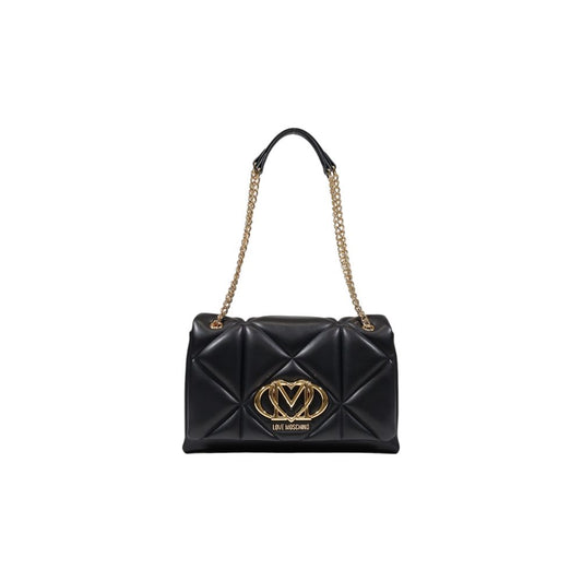 Medium Quilted Handbag by Love Moschino for women in polyethylene & polyurethane black, gold & patterned features an refined silhouette, showcasing a secure , ample , and versatile for a sophisticated refined aesthetic.
