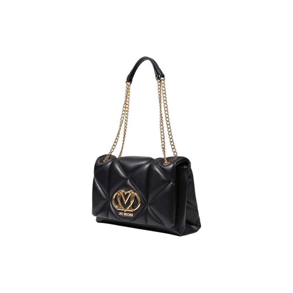 Medium Quilted Handbag by Love Moschino for women in polyethylene & polyurethane black, gold & patterned presents a ornamental silhouette, showcasing a secure , ample , and versatile for a ornamental finish.