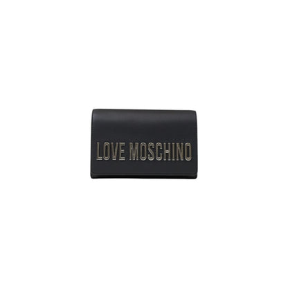 Small Flap Handbag by Love Moschino for women in polyethylene & polyurethane black features a ornamental silhouette, showcasing a secure flap, ample , and ornamental for a sophisticated look.