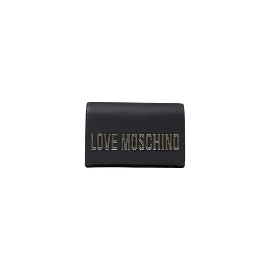 Small Flap Handbag by Love Moschino for women in polyethylene & polyurethane black features a ornamental silhouette, showcasing a secure flap, ample , and ornamental for a sophisticated look.
