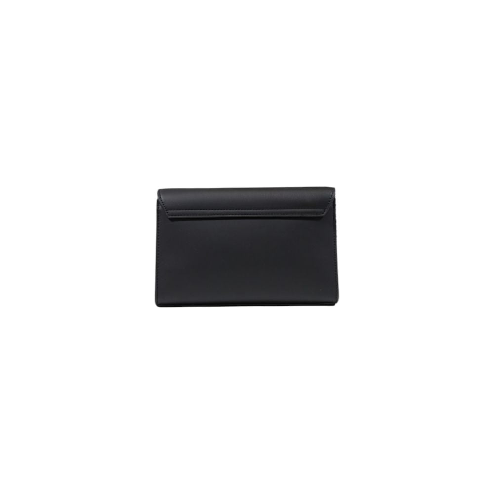 Small Flap Handbag by Love Moschino for women in polyethylene & polyurethane black features a signature silhouette, showcasing a secure flap and signature with versatile for a sophisticated look.