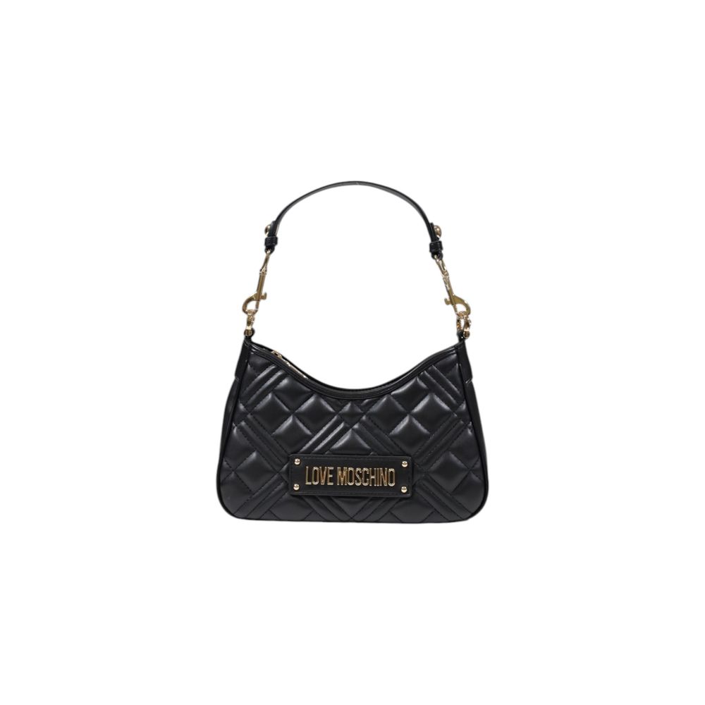 Small Quilted Evening Handbag by Love Moschino for women in polyethylene & polyurethane black & gold features a ornamental silhouette, showcasing a secure , ample , and ornamental for a sophisticated look.