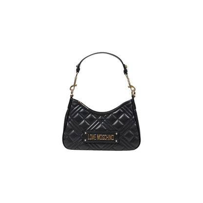 Small Quilted Evening Handbag by Love Moschino for women in polyethylene & polyurethane black & gold features a ornamental silhouette, showcasing a secure , ample , and ornamental for a sophisticated look.
