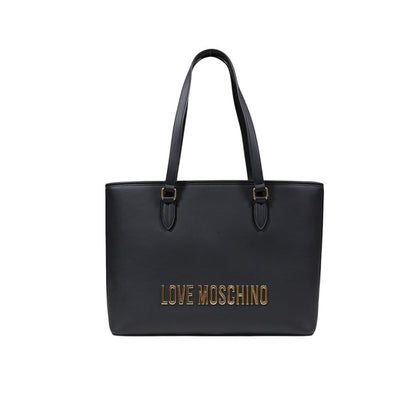 Large Handbag by Love Moschino for women in polyethylene & polyurethane bicolour & gold presents a ornamental silhouette, showcasing a secure , ample , and versatile handle for a ornamental finish.