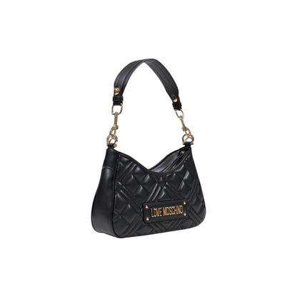 Small Quilted Evening Handbag by Love Moschino for women in polyethylene & polyurethane black & gold features an refined silhouette, showcasing a secure , ample , and versatile for a sophisticated refined aesthetic.