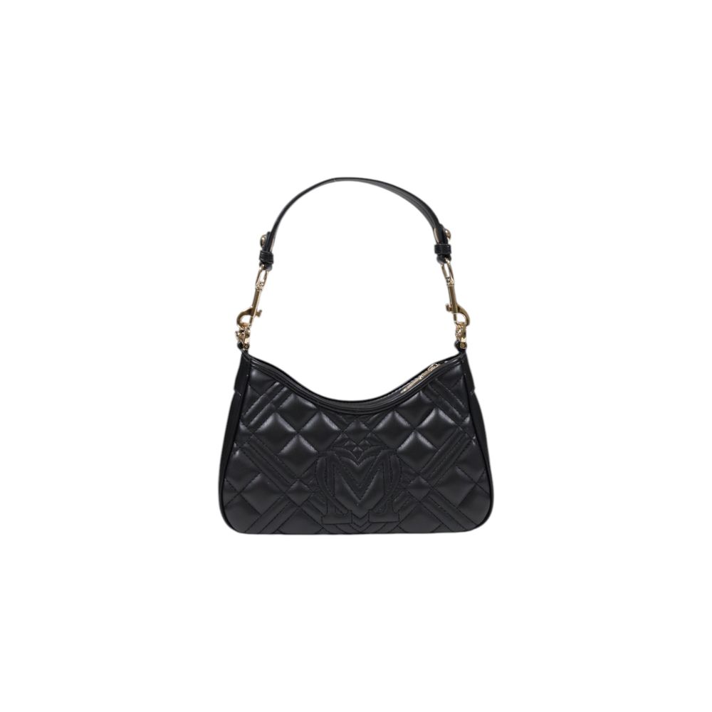 Small Quilted Evening Handbag by Love Moschino for women in polyethylene & polyurethane black & gold features a signature silhouette, showcasing a secure and signature with versatile for a sophisticated look.