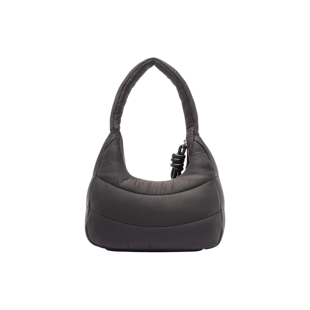 Love Moschino Heart Nylon Polyurethane & Metal Medium Handbag - Black Gold Signature