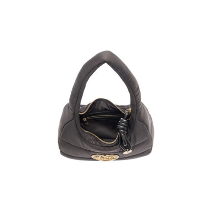 Love Moschino Heart Nylon Polyurethane & Metal Medium Handbag - Black Gold Signature