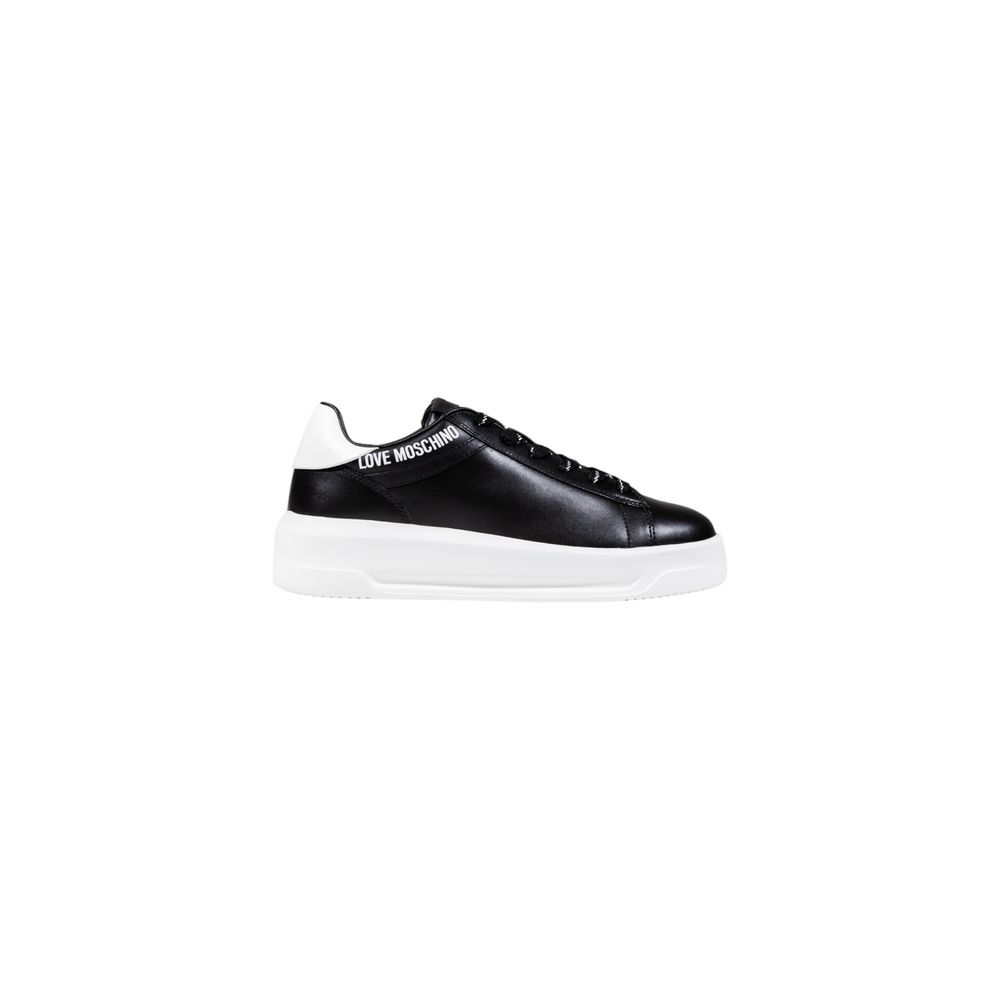 Sneakers by Love Moschino for women in synthetic black & white features an opulent silhouette from the Women's Casual Synthetic Sneakers collection, showcasing a signature casual style with an opulent finish.