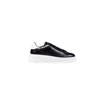 Sneakers by Love Moschino for women in synthetic black & white features an opulent silhouette from the Women's Casual Synthetic Sneakers collection, showcasing a signature casual style with an opulent finish.