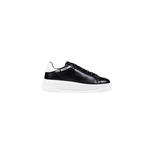 Sneakers by Love Moschino for women in synthetic black & white features an opulent silhouette from the Women's Casual Synthetic Sneakers collection, showcasing a signature casual style with an opulent finish.