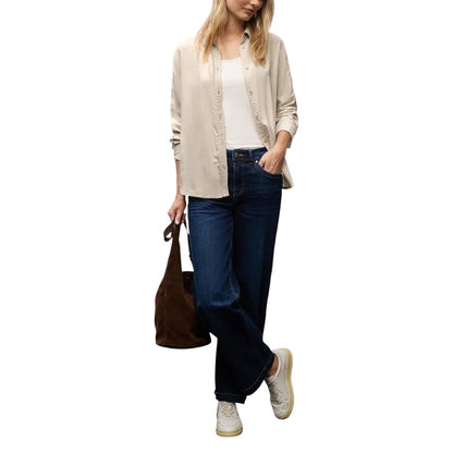 Shirt by Street One for women in viscose beige showcases a sleek silhouette, elegantly detailed with a sleek round neckline and for a sleek finish.