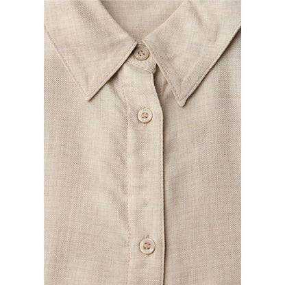 Shirt by Street One for women in viscose beige showcases a sharp silhouette, elegantly detailed with a sharp and sharp .