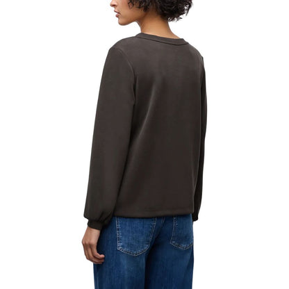 Activewear Sweatshirt by Street One for women in stretch lycra modal & silk brown presents a ergonomic silhouette, showcasing a sophisticated v-neck crew neckline and detailed with premium for a ergonomic finish.