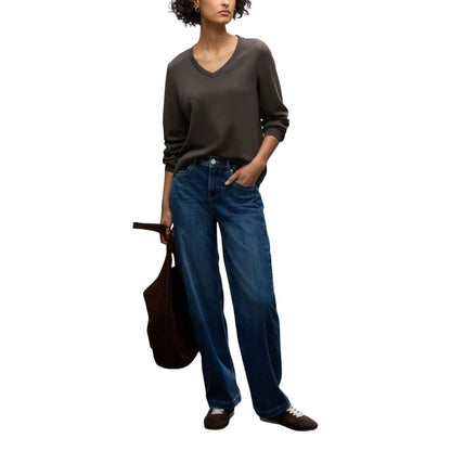 Activewear Sweatshirt by Street One for women in stretch lycra modal & silk brown presents a sporty silhouette, showcasing a sophisticated v-neck crew neckline and detailed with premium for a sporty finish.
