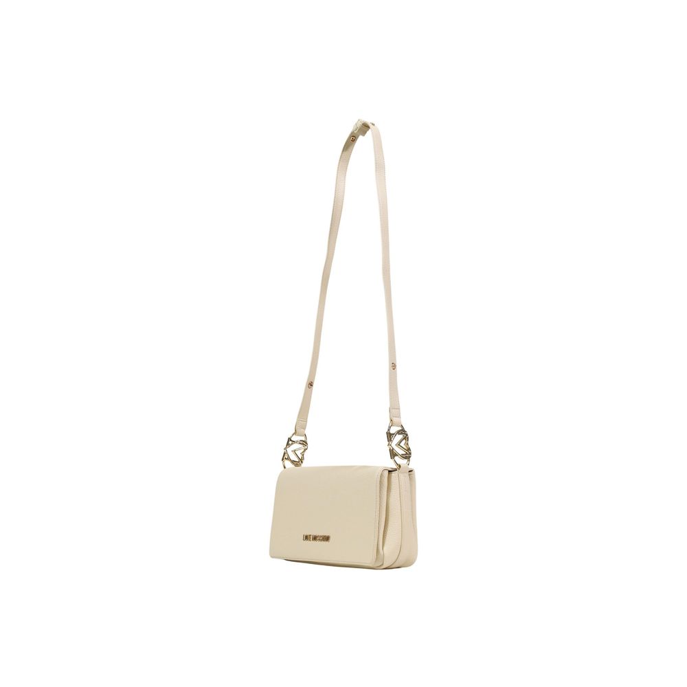 Medium Handbag by Love Moschino for women in polyethylene & polyurethane beige & gold features a exquisite silhouette, showcasing a secure and exquisite with versatile shoulder-strap & adjustable-strap for a exquisite finish.