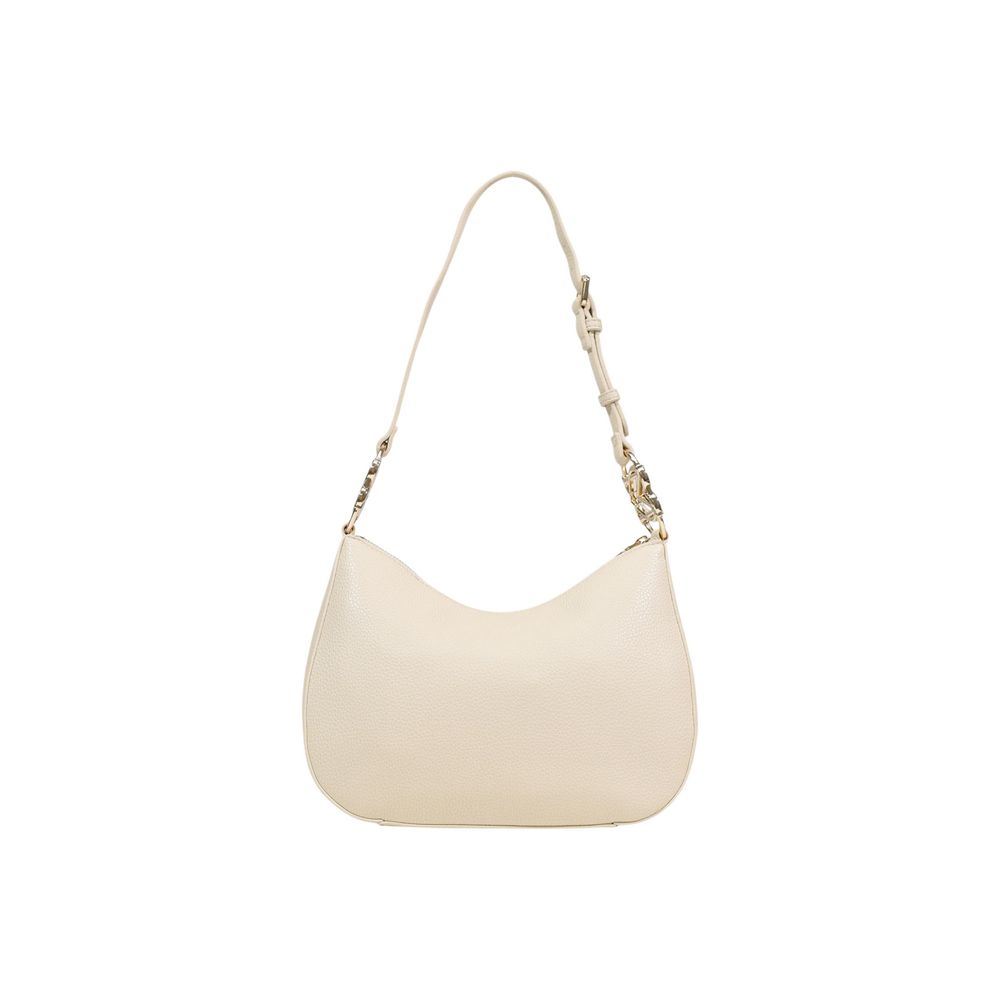 Medium Shoulder Handbag by Love Moschino for women in polyethylene & polyurethane beige, gold & signature features a refined silhouette, showcasing a secure , organized , and versatile shoulder-strap & adjustable-strap for a refined finish.