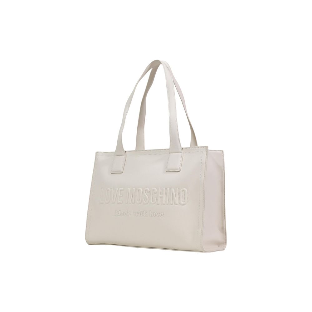 Large Shoulder Handbag by Love Moschino for women in polyethylene & polyurethane beige presents a ornamental silhouette, showcasing a secure , ample , and versatile shoulder-strap & handle for a ornamental finish.