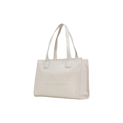 Large Shoulder Handbag by Love Moschino for women in polyethylene & polyurethane beige presents a ornamental silhouette, showcasing a secure , ample , and versatile shoulder-strap & handle for a ornamental finish.