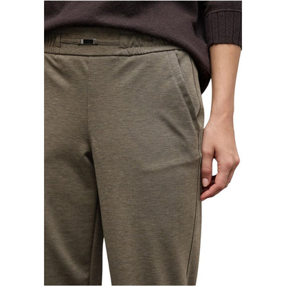 Trousers by Street One for women in stretch viscose brown features a artisanal silhouette, showcasing a sophisticated regular-fit with a long and for a artisanal finish.