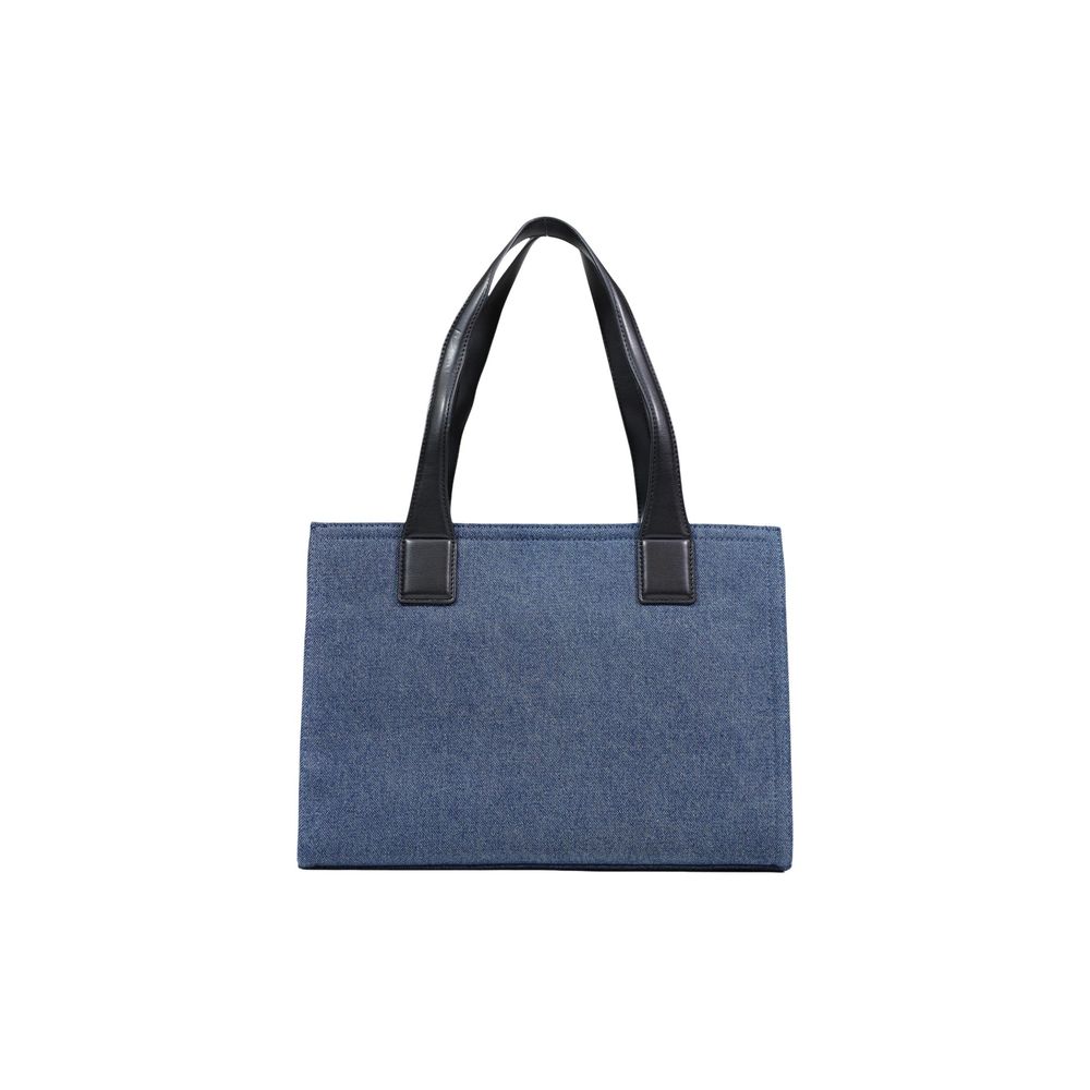 Large Handbag by Love Moschino for women in cotton & faux leather blue & print features a exquisite silhouette, showcasing a secure and exquisite with versatile handle for a exquisite finish.