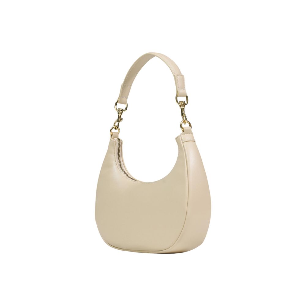 Small Shoulder Evening Handbag by Love Moschino for women in polyethylene & polyurethane cream & gold features a refined silhouette, showcasing a secure , organized , and versatile shoulder-strap & handle for a refined finish.