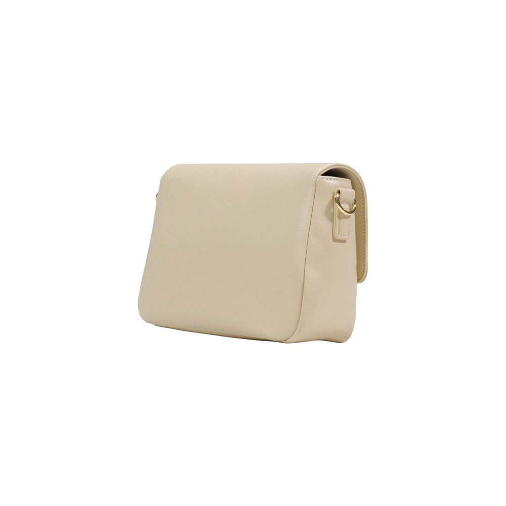 Small Crossbody Handbag by Love Moschino for women in polyethylene & polyurethane cream & gold features a ornamental silhouette, showcasing a secure , ample , and ornamental crossbody-strap, shoulder-strap & adjustable-strap for a sophisticated look.
