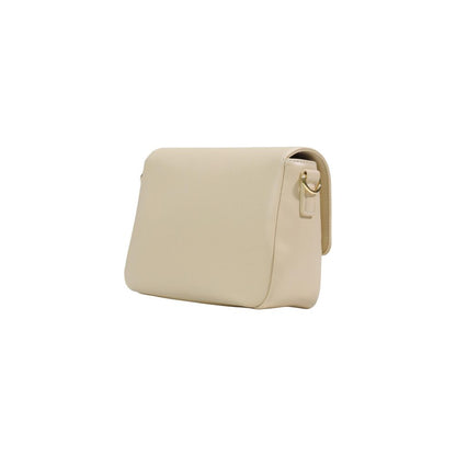 Small Crossbody Handbag by Love Moschino for women in polyethylene & polyurethane cream & gold features a ornamental silhouette, showcasing a secure , ample , and ornamental crossbody-strap, shoulder-strap & adjustable-strap for a sophisticated look.