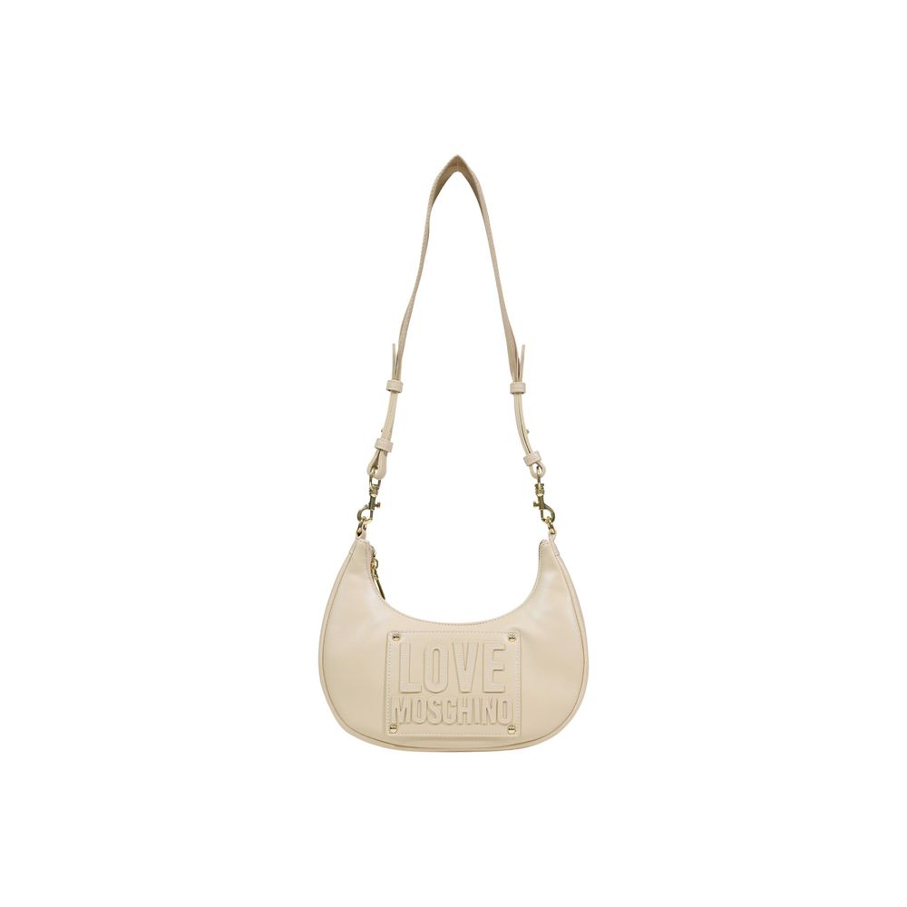 Small Shoulder Evening Handbag by Love Moschino for women in polyethylene & polyurethane cream & gold presents a ornamental silhouette, showcasing a secure , ample , and versatile shoulder-strap & handle for a ornamental finish.