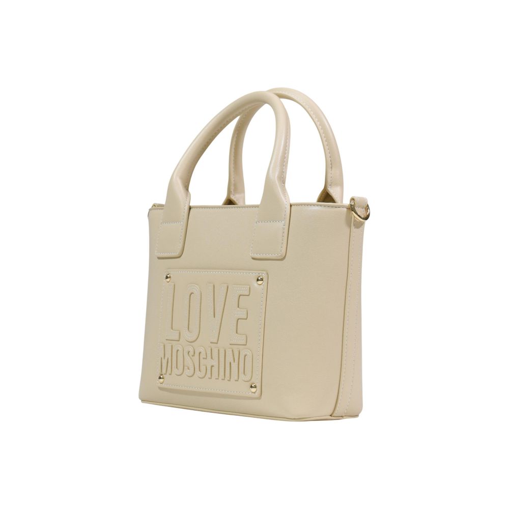 Small Shoulder Evening Handbag by Love Moschino for women in polyethylene & polyurethane cream features a ornamental silhouette, showcasing a secure , ample , and ornamental shoulder-strap, adjustable-strap, detachable-strap & handle for a sophisticated look.