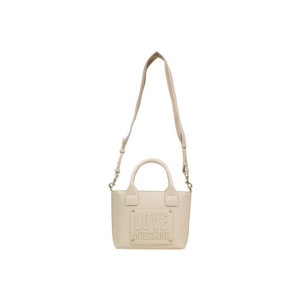 Small Shoulder Evening Handbag by Love Moschino for women in polyethylene & polyurethane cream features a signature silhouette, showcasing a secure and signature with versatile shoulder-strap, adjustable-strap, detachable-strap & handle for a sophisticated look.