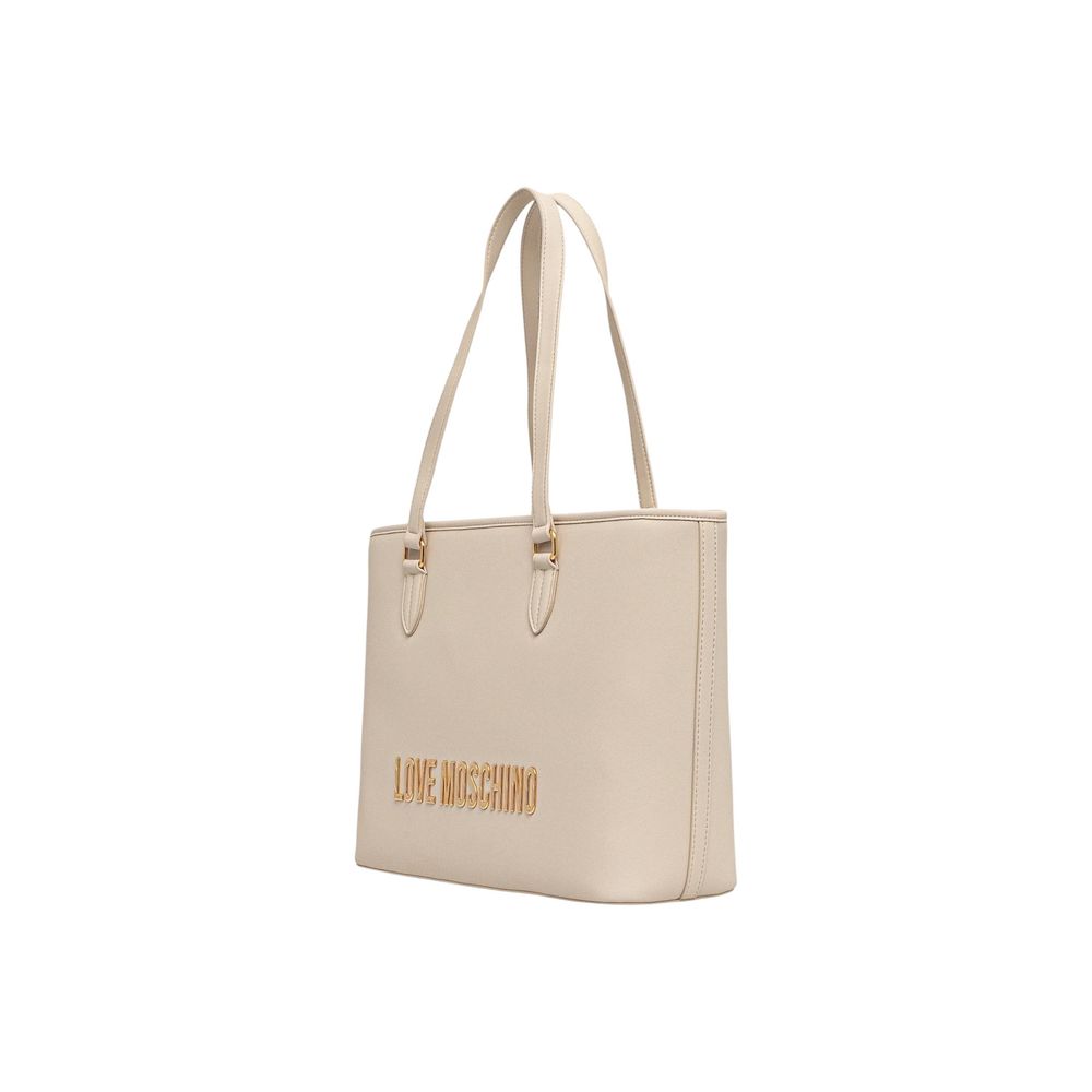 Large Handbag by Love Moschino for women in polyethylene & polyurethane beige features a exquisite silhouette, showcasing a secure and exquisite with versatile handle for a exquisite finish.