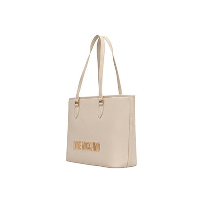 Large Handbag by Love Moschino for women in polyethylene & polyurethane beige features a exquisite silhouette, showcasing a secure and exquisite with versatile handle for a exquisite finish.