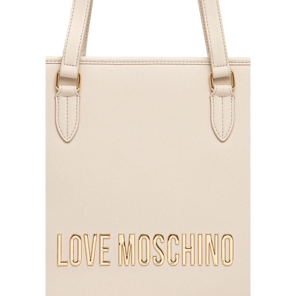 Large Handbag by Love Moschino for women in polyethylene & polyurethane beige features a exquisite silhouette, showcasing a secure and exquisite with versatile handle for a exquisite finish.