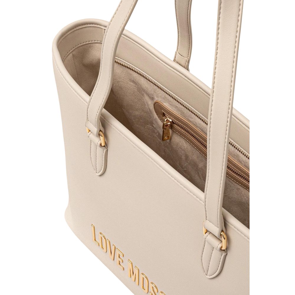 This Large Handbag by Love Moschino for women in polyethylene & polyurethane and beige presents a sculptural silhouette featuring a secure , ample , and versatile handle for a sculptural finish.