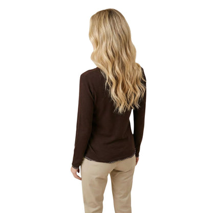 T-Shirt by Street One for women in stretch cotton brown showcases a unassuming silhouette, artfully detailed with a refined round neckline and unassuming for a sophisticated, contemporary look.